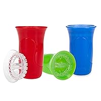 3-Piece No-Spill Sippy Cup with 360 Smart Edge Silicone Rim - (3-Pack) 10 oz - Multicolor