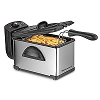 Elite Gourmet EDF2100 Electric Immersion Deep Fryer Removable Basket Adjustable Temperature, Lid with Viewing Window and Odor Free Filter, 2 Quart / 8.2 cup