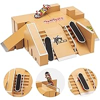 Fingerboard Skatepark with 3 Finger Skateboards, Customizable and Buildable Fingerboard Ramps with 8pcs Parts, Mini Finger Skate Park Kit for Kids, Toys Gifts for Boys and Girls Ages 6 and up