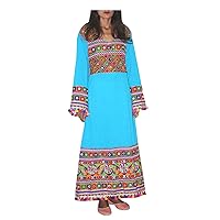 Indian Women's Banjara Long Dress Girl's Fashion Frock Suit Teal Color Maxi Tunic Dress Plus Size