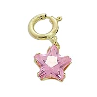 jewellerybox 9ct Gold & Pink CZ Small Star Clip on Charm