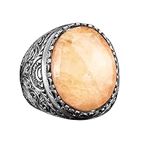 KAMBO 925 Sterling Silver Ring For Men, Genuine Real Natural Sapphire Gemstone Rings