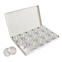 PMC Supplies LLC Storage Case Set with 15 Round Containers for Jewelry Making Display Findings Beads Gemstone Organizer