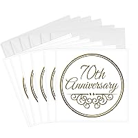 3dRose Greeting Cards, 70Th Anniversary, Gold Text for Celebrating Wedding Anniversaries, 70 Years Married Together, Set of 6 (gc_154512_1)