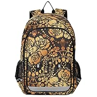 ALAZA Vintage Moon Phases Flower Backpack Bookbag Laptop Notebook Bag Casual Travel Trip Daypack for Women Men Fits 15.6 Laptop