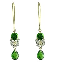 Carillon Chrome Diopside Round Shape Gemstone Jewelry 10K, 14K, 18K Yellow Gold Drop Dangle Earrings For Women/Girls
