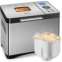 KBS Fully Automatic 19 in 1 Bread Maker, 2LB Large Bread Machine with Stainless Steel, Dough Mixer, 3 Crust Colors & 3 Loaf Sizes, 15H Timer and 1H Keep Warm Setting, Recipes and Oven Mitt