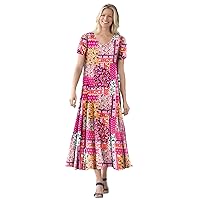 Woman Within Women's Plus Size Short-Sleeve Crinkle Dress