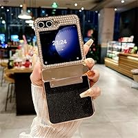 Electroplate Glitter Diamond Hinge 2in1 Phone Case for Samsung Galaxy Z Flip5 Z Flip Flip4 Z Flip 3 4 5 Shiny Cover,Black,for Zflip4