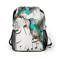 Gym Bag for Women Men Teal Birds Musical Note1Travel Duffel Bag Large Capacity Sports Drawstring Backpack, JJ0529240