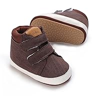 SOFMUO Baby Boys Girls Sneakers High Top Ankle PU Leather Non-Slip Moccasins Soft Rubber Sole Infant Booties Toddler Uniform Dress Shoes