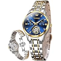 Womens Automatic Watches Luxury Diamond Self Winding Dress Wrist Watch Tourbillon Stainless Steel Waterproof Luminous