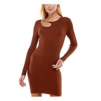 No Comment Womens Knit Cut-Out Sweaterdress Brown M