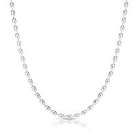 ARGENTO REALE 925 Sterling Silver Rice Bead Chain, Silver Oval Bead Chain Necklace, Silver Beaded Chain Necklace.