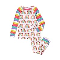 Hatley Girls' Organic Cotton Raglan Sleeve Printed Pajama Set