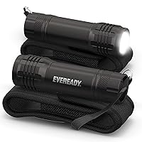 Eveready LED Tactical Flashlights S300 with Holsters (2-Pack), Rugged & Compact Flash Lights, IPX4 Water Resistant - Camping Accessories, Outdoor Gear, Emergency Flashlights