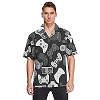 Video Game Controller Mens Hawaiian Shirts Short Sleeve Button Down Vacation Men's Beach Shirts