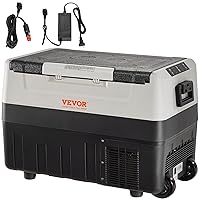 VEVOR Car Refrigerator, 12 Volt Car Refrigerator Fridge, 37 QT/35 L Dual Zone Portable Freezer, -4℉-50℉ Adjustable Range, 12/24V DC and 100-240V AC Compressor Cooler for Outdoor, Camping, Travel, RV