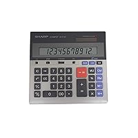 Sharp QS-2130 12-Digit Commercial Desktop Calculator with Kickstand, Arithmetic Logic, Battery and Solar Hybrid Powered LCD Display, Great For Home and Office Use,Gray and Black Small