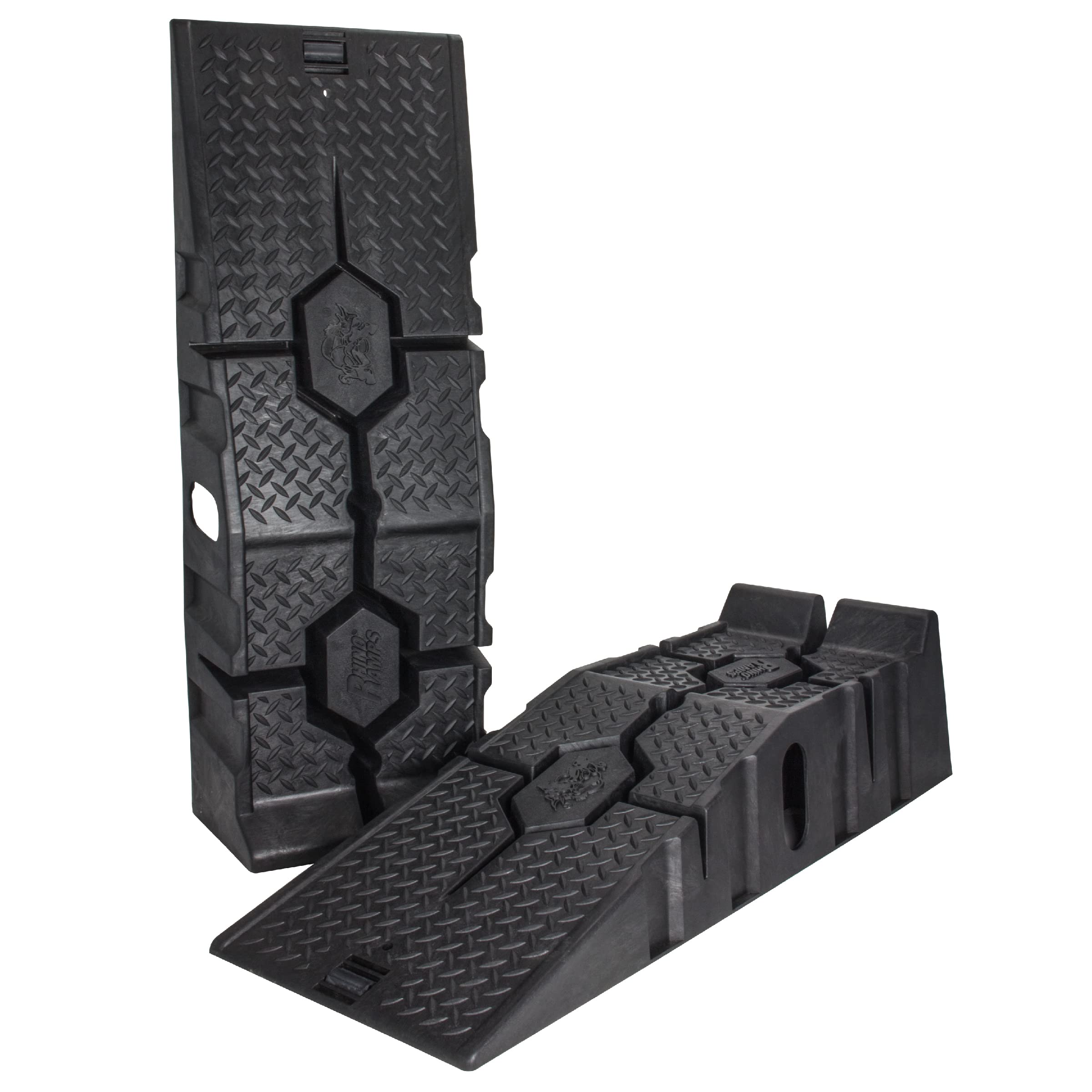 FloTool 11912ABMI RhinoRamp MAX Vehicle Ramp Pair - Ideal for Heavy-Duty Home Garage Maintenance - Reduces Slippage - Works with Low Clearance Vehicles - 16,000lb GVW Capacity - Extra-Wide Design