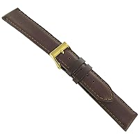 17mm Genuine Oil Leather Padded Stitched Brown Watch Band Regular-969
