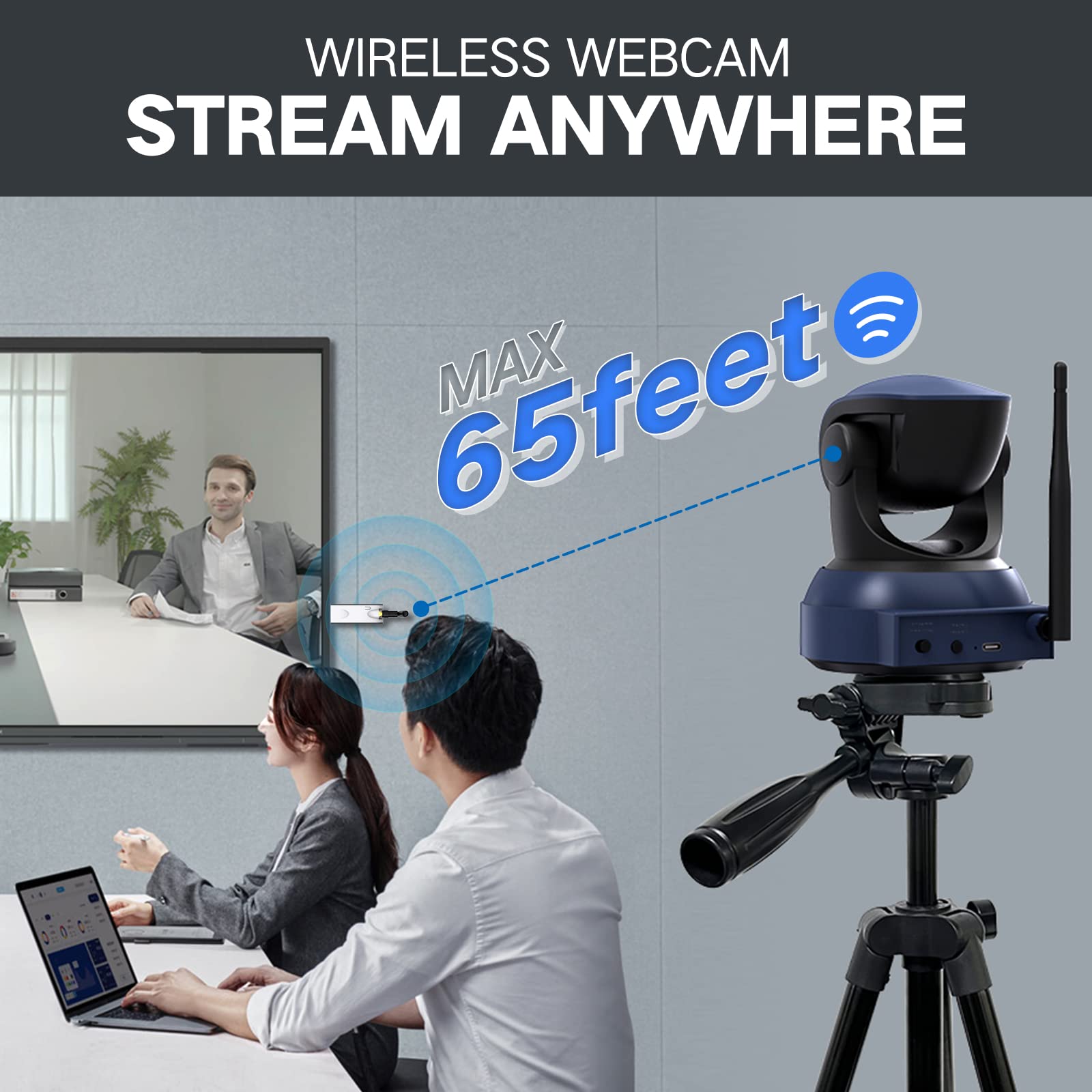 Gsou Wireless Webcam, 1080P HD Video Calling and Streaming Camera Compatible with Bluetooth Speakerphone with Bluetooth USB adapter 4 Mics for Meets,Teams, Voice Enhanced 360°Pickup Conference Speaker