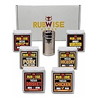 RubWise Texas Style BBQ Rub Gift Set | Meat Dry Rub Spices and Seasoning Sets Variety Pack | Smoking & Grilling Gifts for Men | 6 x 1lb bags | Barbecue Spice Kit | Shaker Included