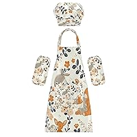 Cartoon Animal 3 Pcs Kids Apron Toddler Chef Painting Baking Gardening (with Pockets) Adjustable Artist Apron for Boys Girls-S
