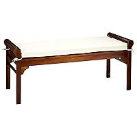 Christopher Knight Home Nelson Wood Bench with Cushion, Rich Mahogany
