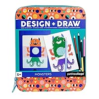 Petit Collage On-the-Go Monsters Design & Draw Activity Set – Portable Toys with Kid’s Drawing Pad – Creative Toys for Ages 5+ – Ideal Travel Activity for Kids