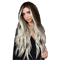 Andongnywell Blonde Lace Front Wigs Long Natural for Women Long Straight Lace Front Wigs Human Hair Brown Mixed With