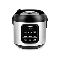 AROMA® Digital Rice Cooker, 4-Cup (Uncooked) / 8-Cup (Cooked), Steamer, Multicooker, Slow Cooker, Oatmeal Cooker, Auto Keep Warm, 2 Qt, Stainless Steel Exterior