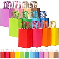 TOMNK 72pcs Party Favor Bags Kraft Paper 12 Colors Small Gift Bags Bulk, Goodie Bags with Handles for Christmas Day, Birthday Party, Wedding, Baby Shower, Crafts and Party Supplies