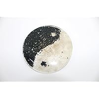 Jet Yin Yang Orgone Round Selenite Tourmaline Plate 4 inch Approx. Diameter Balance 3rd Eye Activation Boost Harmony Healing Gemstone Chakra Balancing Crystal Grid Jet Image is JUST A Reference.