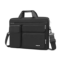 MOSISO Laptop Shoulder Bag Compatible with MacBook Air 13 inch M3 M2 M1 2024-2018/Pro 13 inch 2024-2016/Surface Pro 9/8/7/X with 2 Raised&1 Flapover&1 Horizontal Pocket&Handle&Belt, Black
