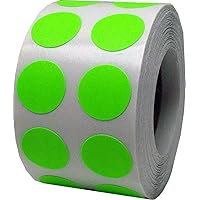 Fluorescent Green Color Coding Labels for Organizing Inventory 0.50 Inch Round Circle Dots 1,000 Total Adhesive Stickers On A Roll