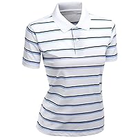 Women's 180-200 TC Silket Striped Polo Dri Fit Collar T-Shirt White XXXL