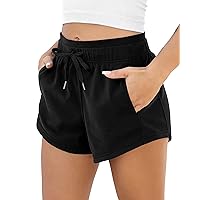 ODODOS Women's Sweat Shorts with Pockets Cotton French Terry Drawstring Summer Workout Casual Lounge Shorts