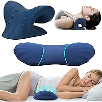 Neck Stretcher Cervical Traction Device for Neck Pain Relief and Adjustable Lumbar Support Pillow for Sleeping Bundle