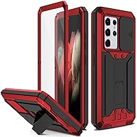 Compatible with Samsung Galaxy S22/S22 Plus/S22 Ultra Metal Case with Screen Protector & Kickstand & Camera Slide Cover Full Body Military Grade Shockproof Dustproof Cover