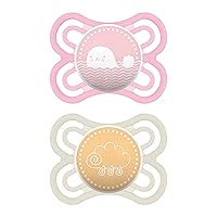 MAM Perfect Baby Pacifier, Patented Nipple, Developed with Pediatric Dentists & Orthodontists,Girl, 0-6 Months (Pack of 2)