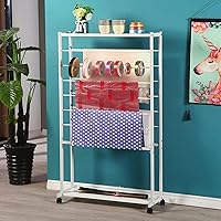 Crafts Ribbon Holder Organizer Rack Double Sided Ribbon Rack Cart, Metal 8 Layer Storage Holder for Organise Wrapping Paper Vinyl Rolls Cloth Scarf, Sewing Craft Room Display Stand/Shelf
