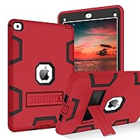 BENTOBEN iPad Air 2 Case, iPad Air 2nd Generation Case, 3 in 1 Heavy Duty Rugged Shockproof Kickstand Protective Kids Girls Women Boys Men Tablet Cover for iPad Air 2 A1566 A1567 (2014), Red/Black