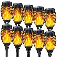 10Pack Solar Lights Outdoor, Solar Torch Lights Outdoor Flickering Flame for Outdoor Decorations, Waterproof Garden Lights Solar Powered , Solar Tiki Torches for Outside Yard Patio Lawn Garden Decor