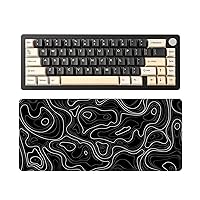 YUNZII AL66 Wireless Mechanical Keyboard(Milk Switch, Black) Keynovo Gaming Mouse Pad(35.4'' x 15.7'', Black Topographic)