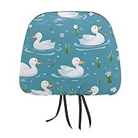 White Duck Animal Car Headrest Covers Soft Car Seat Cushion Cover Head Rest Protector for Car Truck