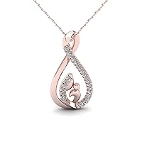 IGI Certified 10K 1/20ct TDW Diamond Motherly Love Pendant Necklace (I-J, I2).Gift for her,women, girlfriend, wife,friend,mom on Birthday, Valentine day, Christmas, Mothers day, Anniversary.