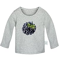 Fruit BlackBerry Cute Novelty T Shirt, Infant Baby T-Shirts, Newborn Long Sleeves Graphic Tee Tops