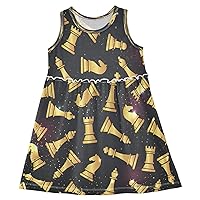 Golden Chess Pieces Girls Dress Kids Toddler Casual Dresses Summer Dresses 2T