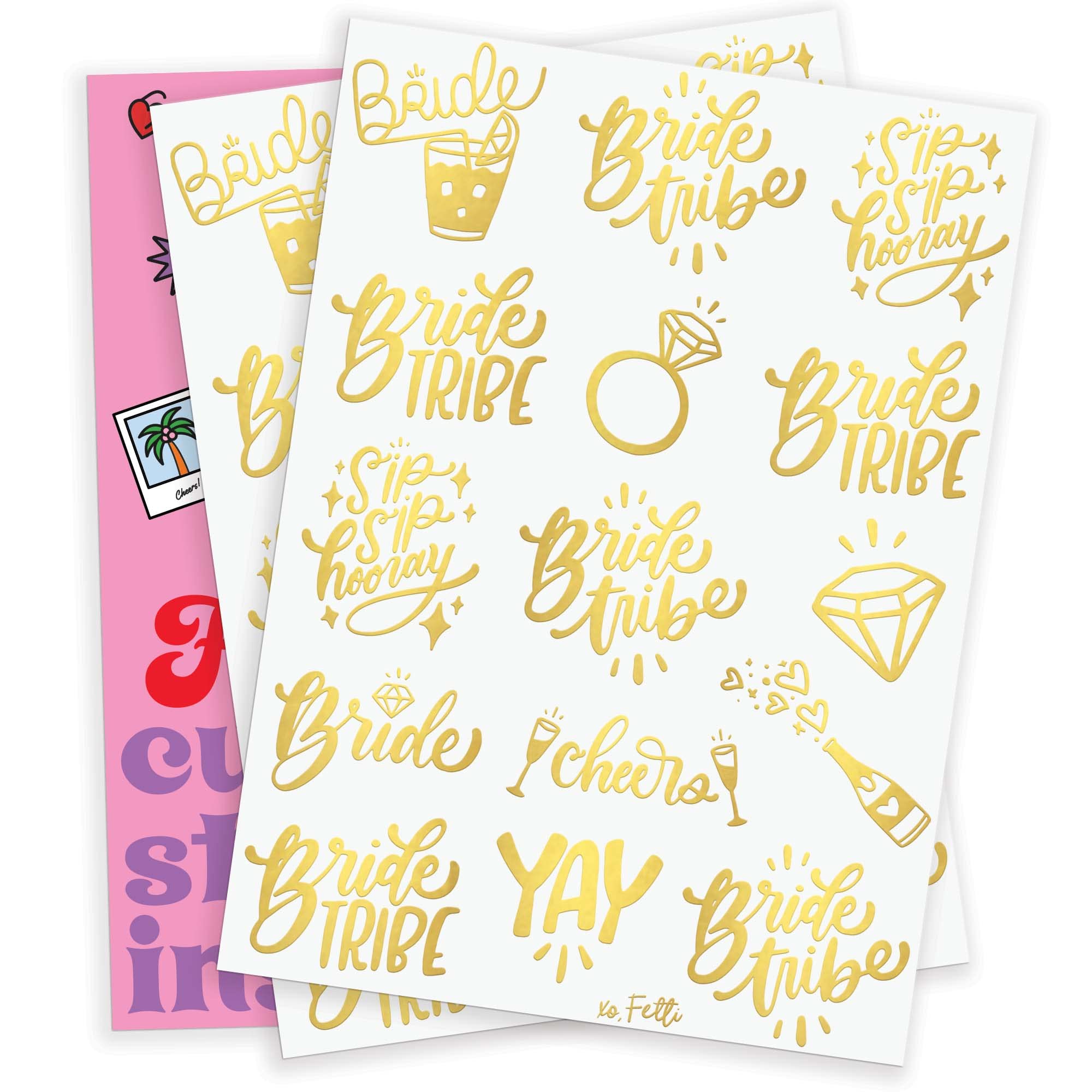 xo, Fetti 30 Bride Tribe Metallic Tattoos | Bachelorette Party Decorations, Bridesmaid Favor + Bride To Be